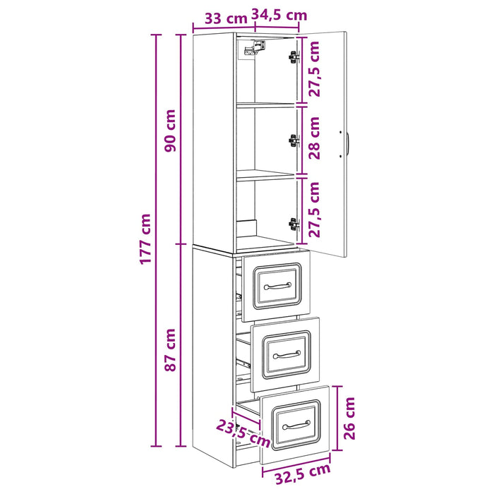 Set de Dulapuri 2 pcs Stejar Artizanal 33 x 34,5 x 87 cm - WALTI WALTI