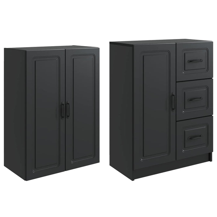 Set de Dulapuri 2 pcs Negru Lemn prelucrat WALTI