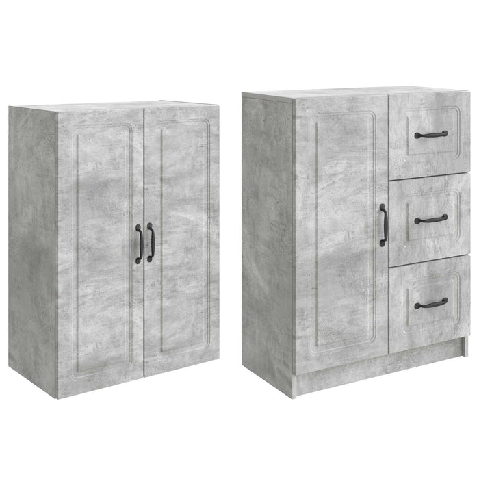 Set de Dulapuri 2 pcs Gri Beton Lemn prelucrat WALTI