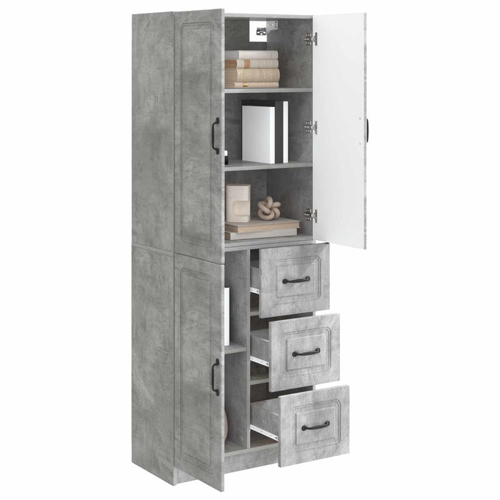 Set de Dulapuri 2 pcs Gri Beton Lemn prelucrat WALTI