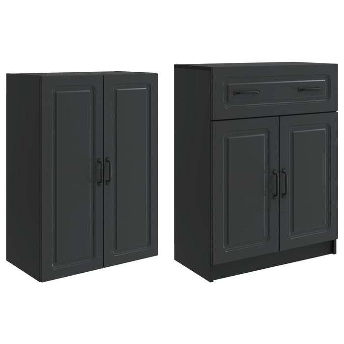 Set de Dulapuri 2 pcs Negru Lemn prelucrat WALTI