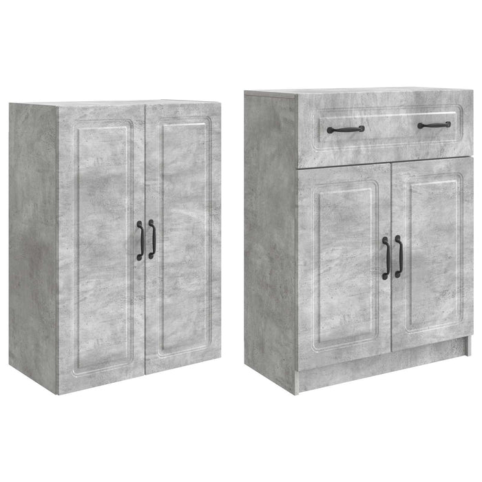 Set de Dulapuri 2 pcs Gri Beton Lemn prelucrat WALTI