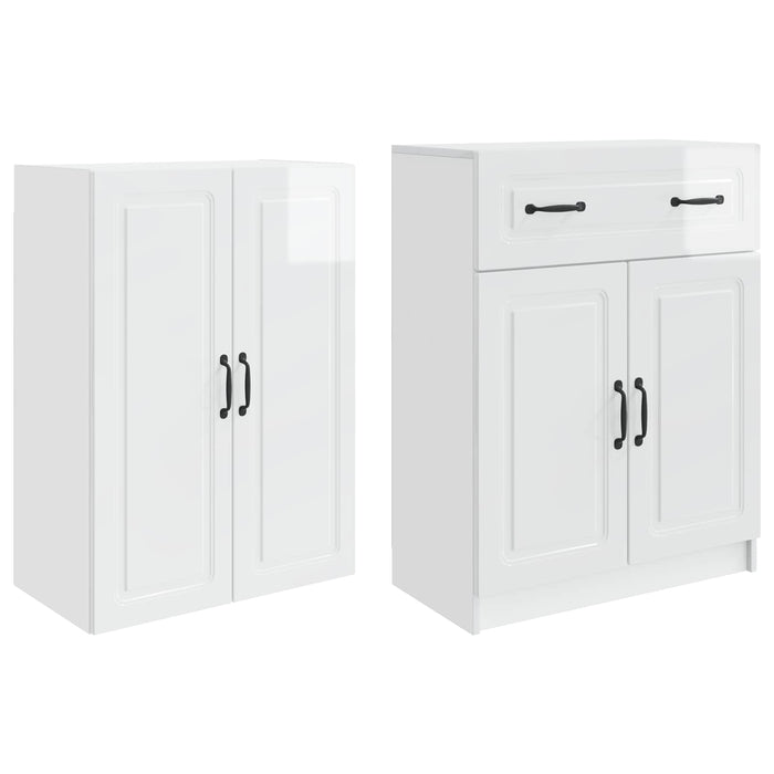 Set de Dulapuri 2 pcs Alb foarte lucios Lemn prelucrat WALTI