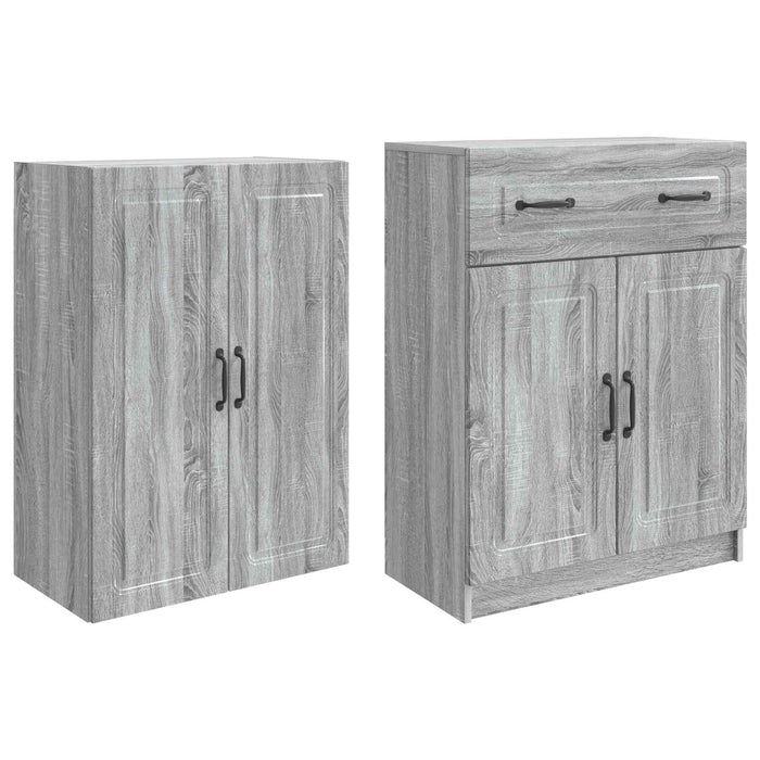 Set de Dulapuri 2 pcs Sonoma gri Lemn prelucrat WALTI