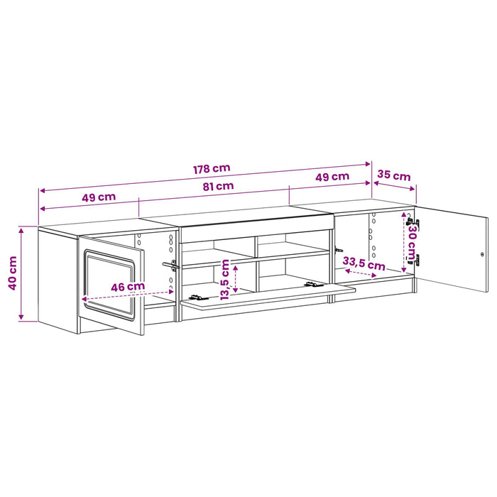 Dulap TV LED cu 5 piese Gri Beton Lemn prelucrat WALTI