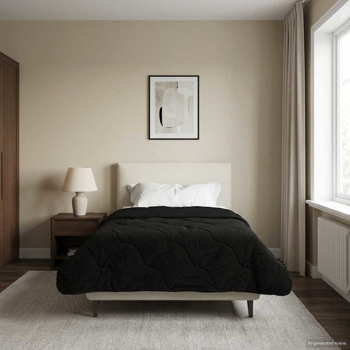 Pilotă de vară Negru 140 x 200 cm Microfibră și fleece Teddy - WALTI WALTI