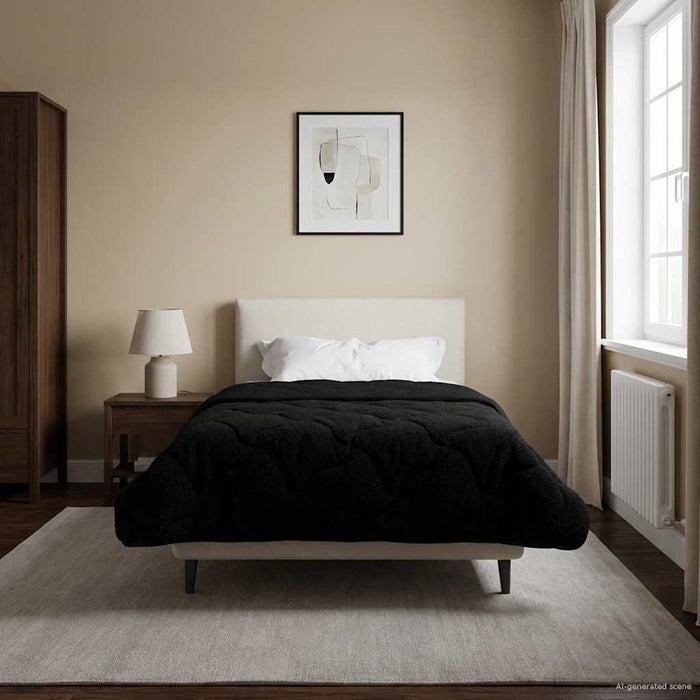 Pilotă de vară Negru 155 x 200 cm Microfibră și fleece Teddy - WALTI WALTI