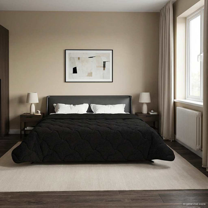 Pilotă de vară Negru 200 x 240 cm Microfibră și fleece Teddy - WALTI WALTI