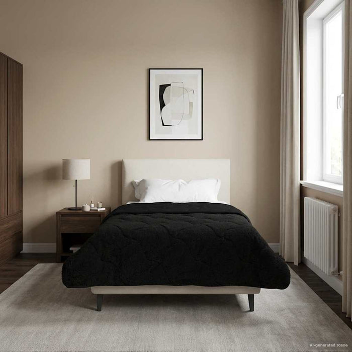 Pilotă de vară Negru 135 x 200 cm Microfibră și fleece Teddy - WALTI WALTI