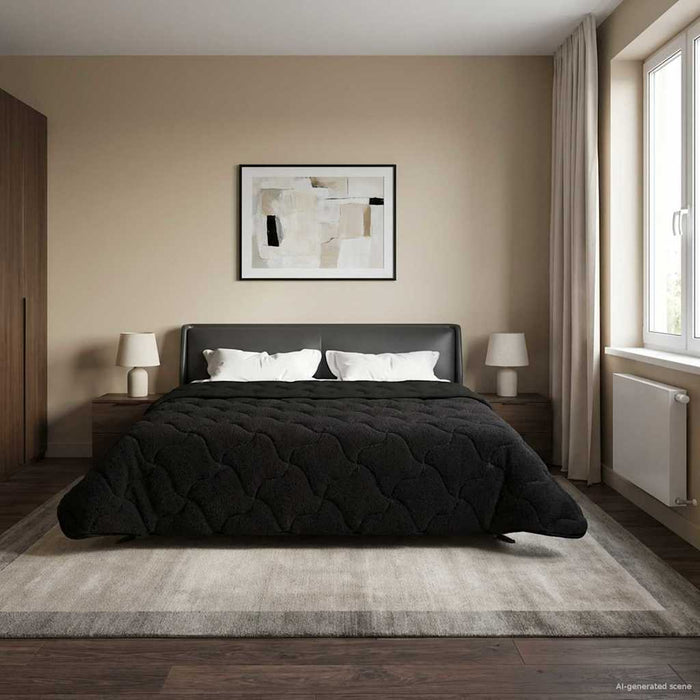 Pilotă de vară Negru 220 x 240 cm Microfibră și fleece Teddy - WALTI WALTI