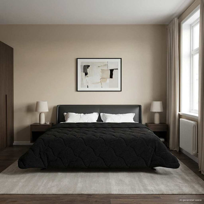 Pilotă de vară Negru 220 x 260 cm Microfibră și fleece Teddy - WALTI WALTI