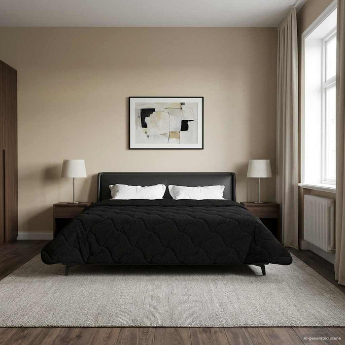 Pilotă de vară Negru 240 x 260 cm Microfibră și fleece Teddy - WALTI WALTI