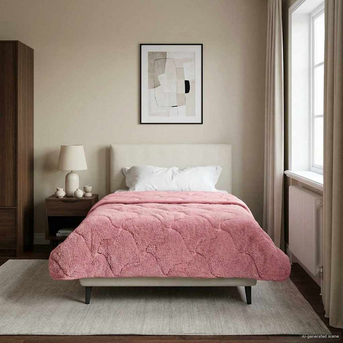 Pilotă de vară Roz 155 x 200 cm Microfibră și fleece Teddy - WALTI WALTI