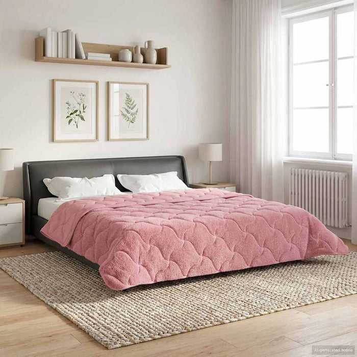 Pilotă de vară Roz 200 x 240 cm Microfibră și fleece Teddy - WALTI WALTI