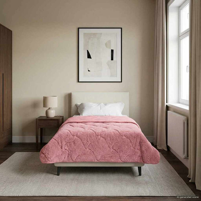 Pilotă de vară Roz 135 x 200 cm Microfibră și fleece Teddy - WALTI WALTI
