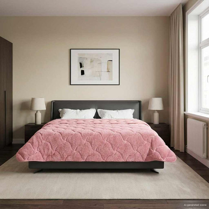 Pilotă de vară Roz 220 x 240 cm Microfibră și fleece Teddy - WALTI WALTI
