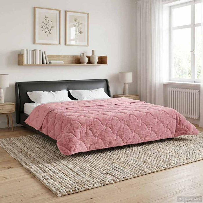 Pilotă de vară Roz 220 x 260 cm Microfibră și fleece Teddy - WALTI WALTI