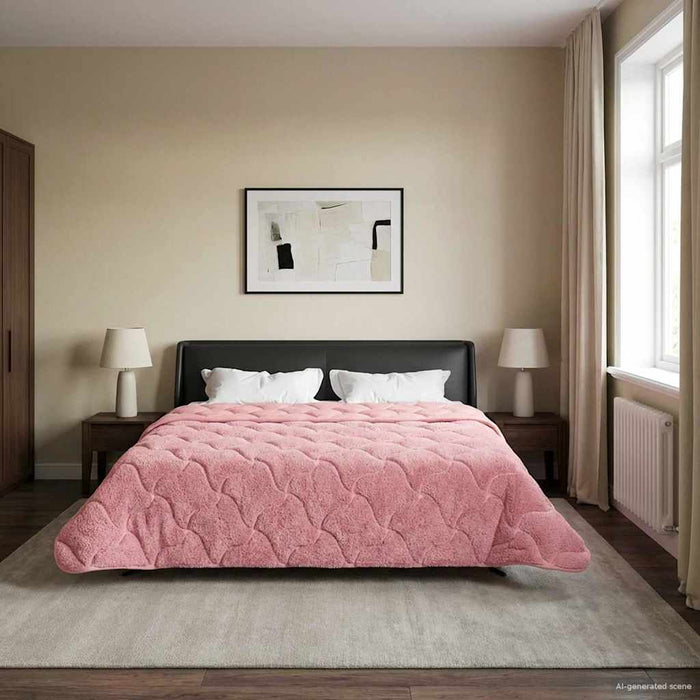Pilotă de vară Roz 220 x 260 cm Microfibră și fleece Teddy - WALTI WALTI