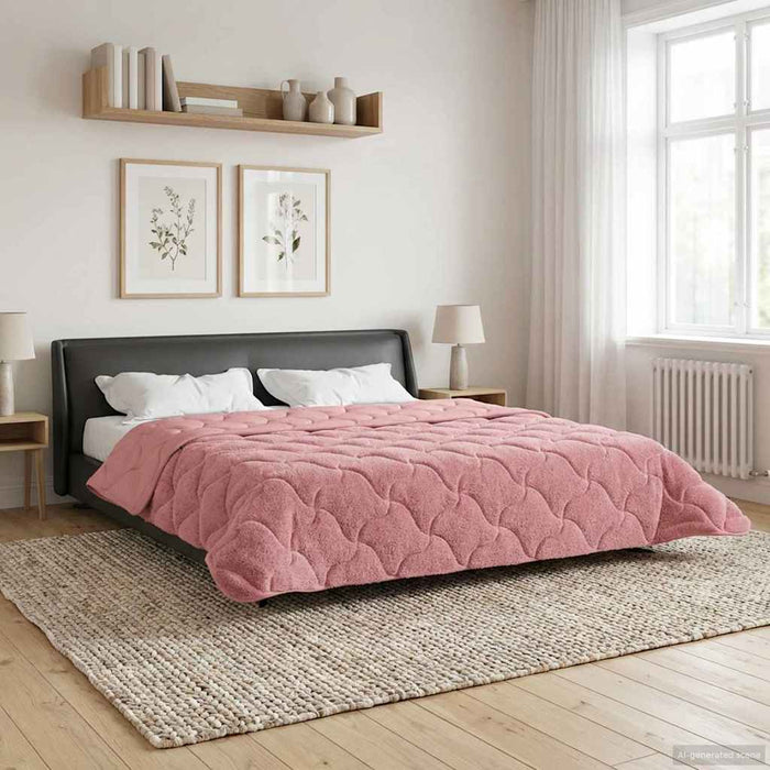 Pilotă de vară Roz 240 x 260 cm Microfibră și fleece Teddy - WALTI WALTI