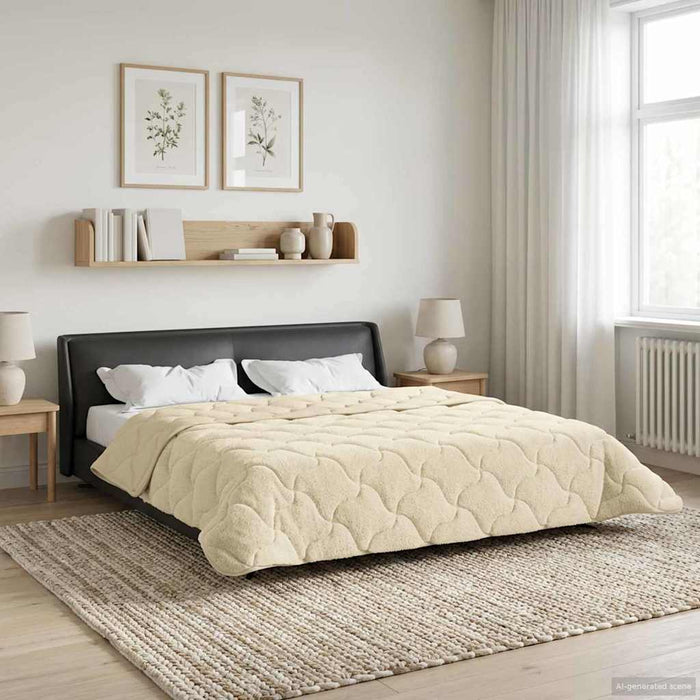 Pilotă de vară Crem 200 x 200 cm Microfibră și fleece Teddy - WALTI WALTI