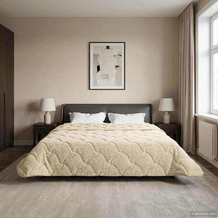 Pilotă de vară Crem 200 x 200 cm Microfibră și fleece Teddy - WALTI WALTI
