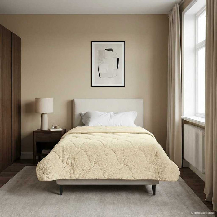 Pilotă de vară Crem 155 x 220 cm Microfibră și fleece Teddy - WALTI WALTI