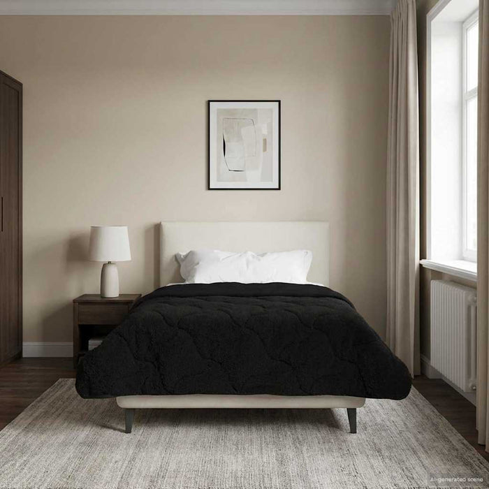 Duvet de iarnă Negru 135 x 200 cm Microfibră și fleece Teddy - WALTI WALTI