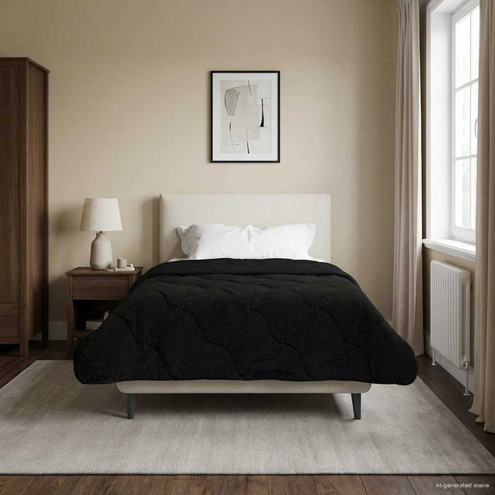 Duvet de iarnă Negru 140 x 220 cm Microfibră și fleece Teddy - WALTI WALTI