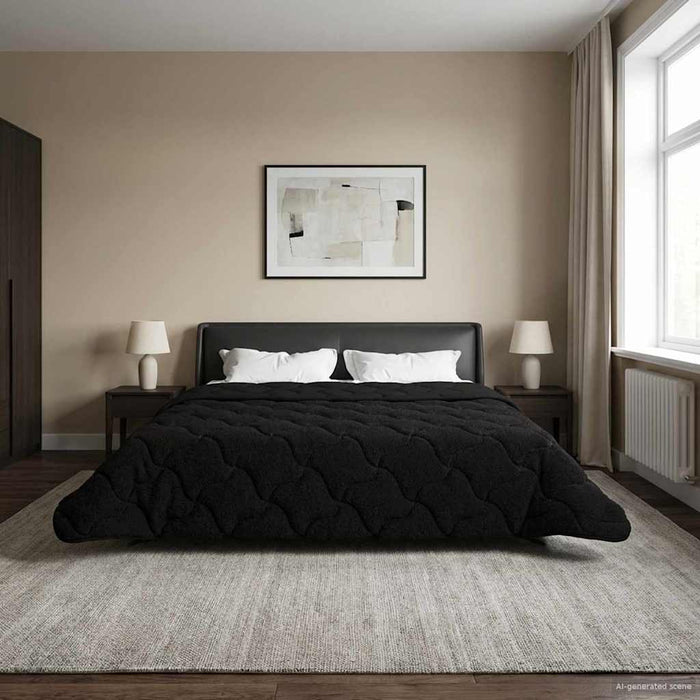 Duvet de iarnă Negru 200 x 200 cm Microfibră și fleece Teddy - WALTI WALTI