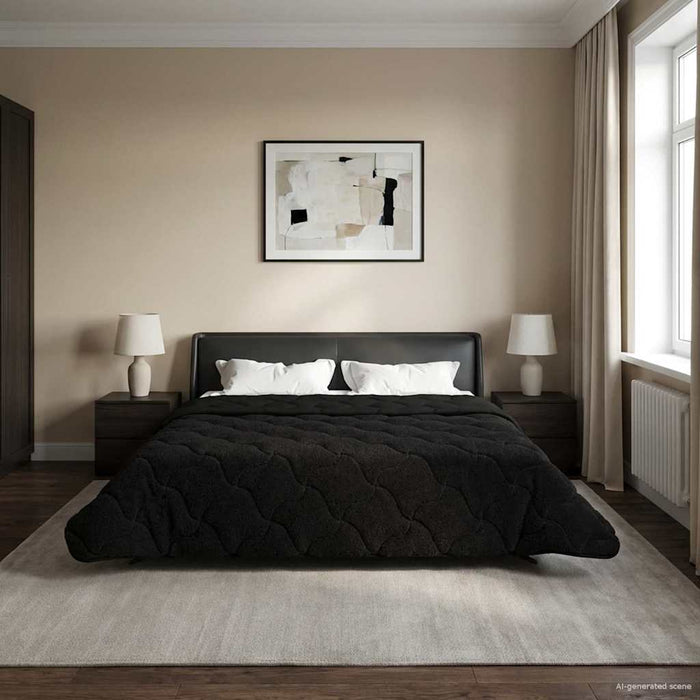 Duvet de iarnă Negru 200 x 240 cm Microfibră și fleece Teddy - WALTI WALTI