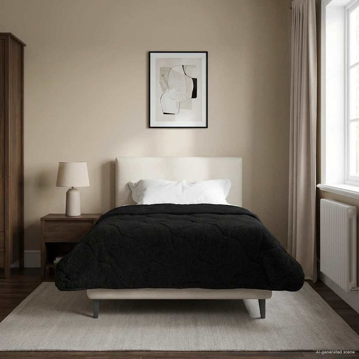 Duvet de iarnă Negru 155 x 220 cm Microfibră și fleece Teddy - WALTI WALTI
