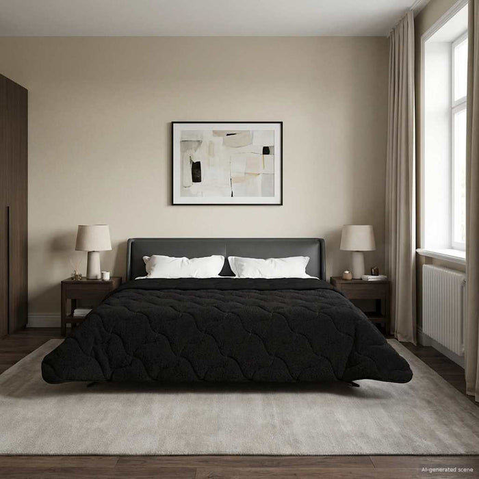 Duvet de iarnă Negru 220 x 240 cm Microfibră și fleece Teddy - WALTI WALTI