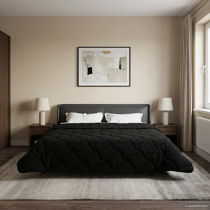Duvet de iarnă Negru 220 x 260 cm Microfibră și fleece Teddy - WALTI WALTI
