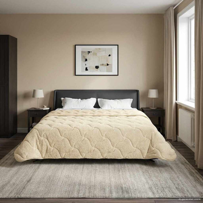 Duvet de iarnă Crem 200 x 200 cm Microfibră și fleece Teddy - WALTI WALTI