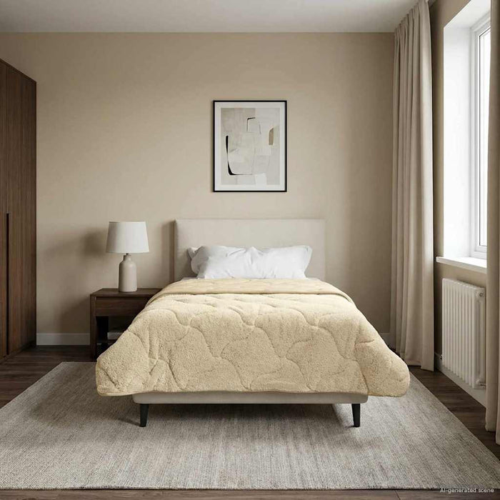 Duvet de iarnă Crem 135 x 220 cm Microfibră și fleece Teddy - WALTI WALTI