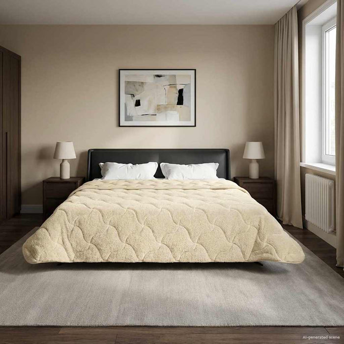 Duvet de iarnă Crem 200 x 220 cm Microfibră și fleece Teddy - WALTI WALTI
