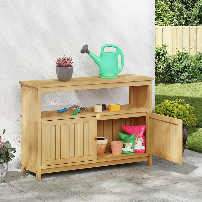 Masă de consolă pentru grădină Acacia deschis 110 x 35 x 75 cm - WALTI WALTI