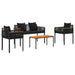 Set de Mobilier pentru Exterior cu pernă 4 pcs Negru Ratan PE - WALTI WALTI