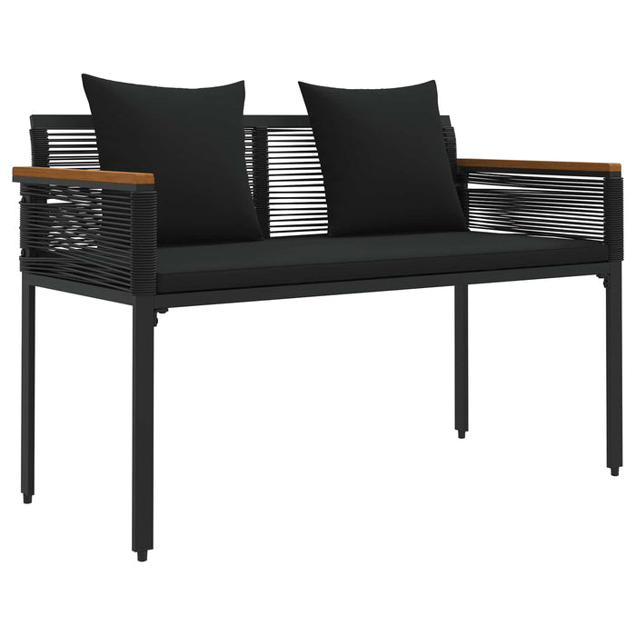 Set de Mobilier pentru Exterior cu pernă 4 pcs Negru Ratan PE - WALTI WALTI