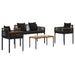 Set de Mobilier pentru Exterior cu pernă 4 pcs Negru Ratan PE - WALTI WALTI