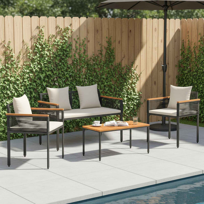 Set de Mobilier pentru Exterior 4 pcs Negru și Alb crem - WALTI WALTI