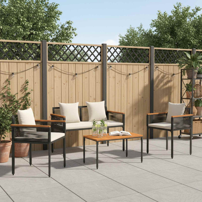 Set de Mobilier pentru Exterior 4 pcs Negru și Alb crem - WALTI WALTI