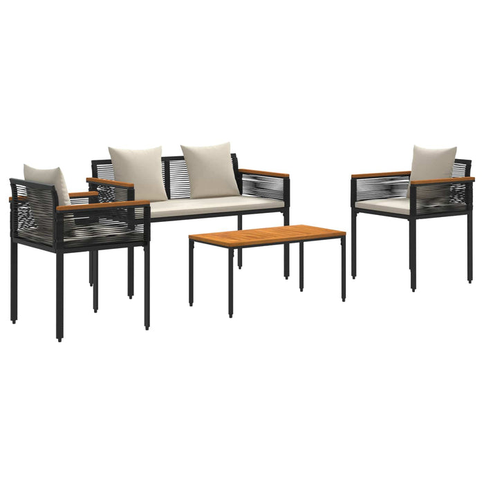Set de Mobilier pentru Exterior 4 pcs Negru și Alb crem - WALTI WALTI