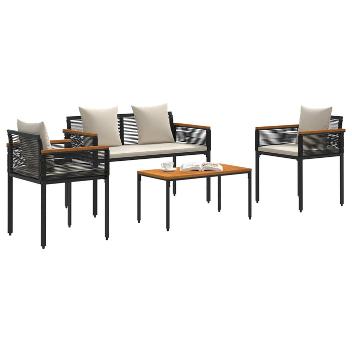 Set de Mobilier pentru Exterior 4 pcs Negru și Alb crem - WALTI WALTI