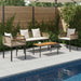 Set de Mobilier pentru Exterior 4 pcs Bej și alb crem Ratan PE - WALTI WALTI