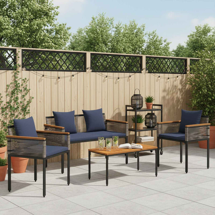 Set de Mobilier pentru Exterior 4 pcs Gri și albastru marin - WALTI WALTI