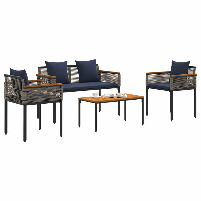 Set de Mobilier pentru Exterior 4 pcs Gri și albastru marin - WALTI WALTI