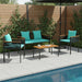 Set de Mobilier pentru Exterior 4 pcs Negru și Turcoaz Ratan PE - WALTI WALTI
