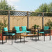 Set de Mobilier pentru Exterior 4 pcs Negru și Turcoaz Ratan PE - WALTI WALTI