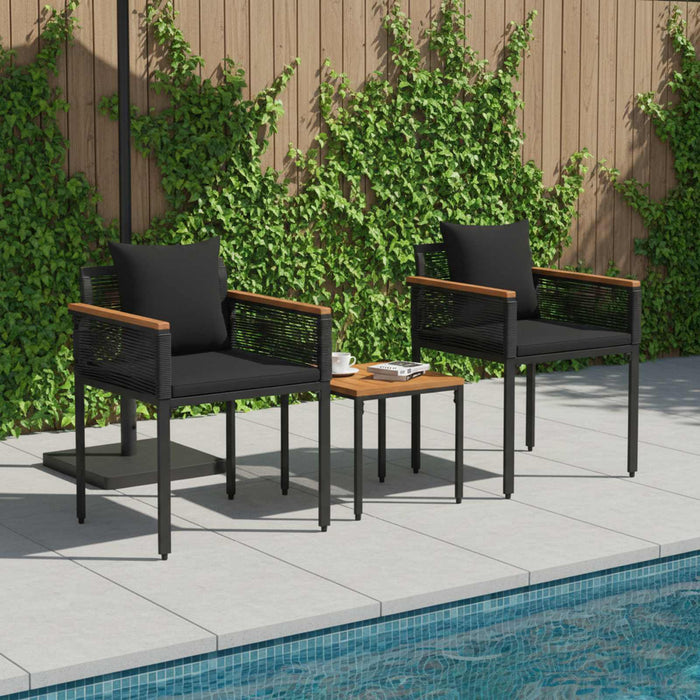 Set de Mobilier pentru Exterior cu pernă 3 pcs Negru Ratan PE - WALTI WALTI
